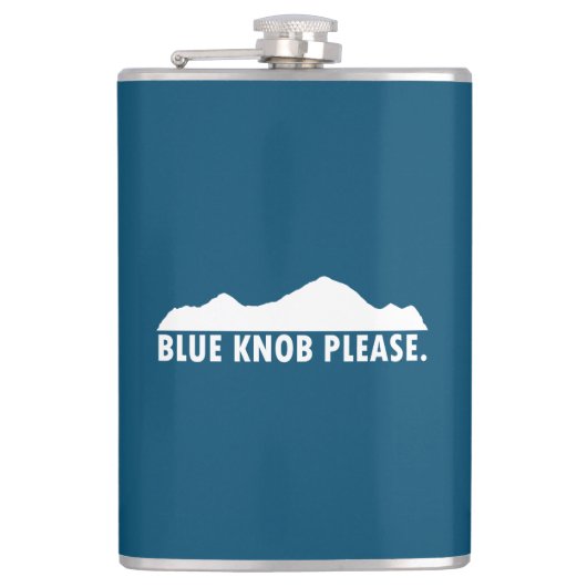 Blauwe knop alstublieft heupfles (Voorkant)