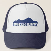 Blauwe knop alstublieft trucker pet (Voorkant)