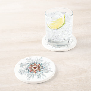 Blauwe knoppen zee zandsteen onderzetter