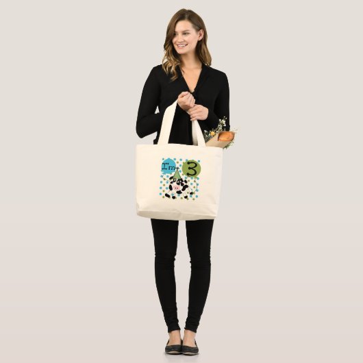 Blauwe Koe 3e verjaardag overhemden en cadeaus Grote Tote Bag (Voorkant (model))
