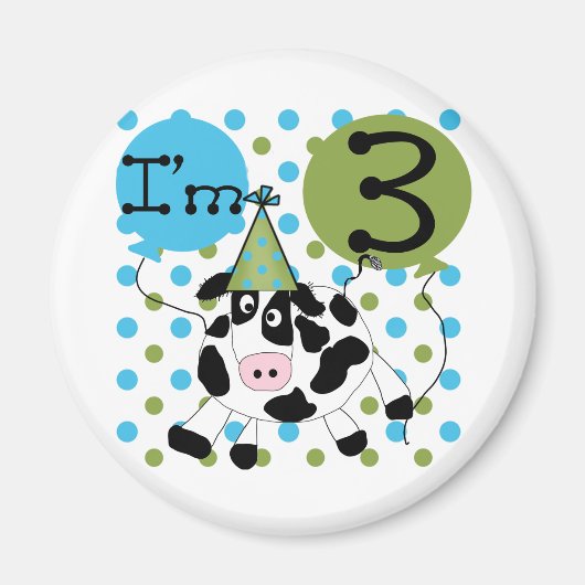 Blauwe Koe 3e verjaardag overhemden en cadeaus Magneet (Voorkant)