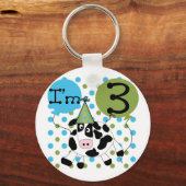 Blauwe Koe 3e verjaardag overhemden en cadeaus Sleutelhanger (Voorkant)