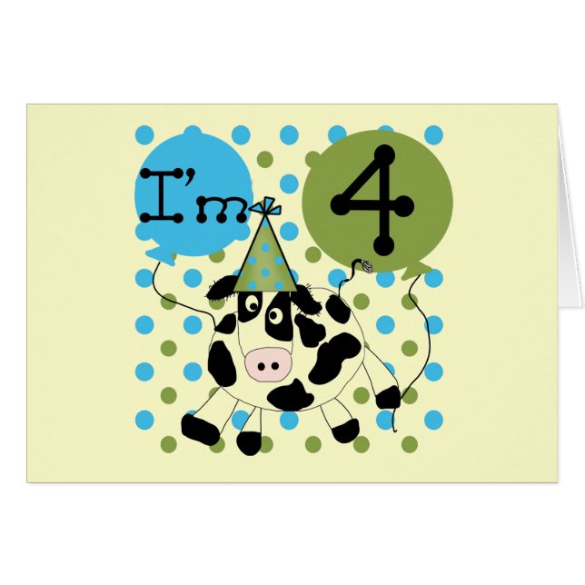 Blauwe Koe 4e verjaardag overhemden en cadeaus (Voorkant Horizontaal)