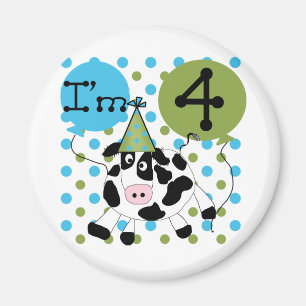 Blauwe Koe 4e verjaardag overhemden en cadeaus Magneet