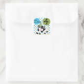 Blauwe Koe 4e verjaardag overhemden en cadeaus Ronde Sticker (Tas)