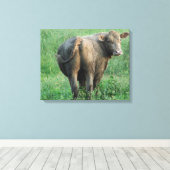 Blauwe Koe Canvas Afdruk (Insitu (Houten vloer))