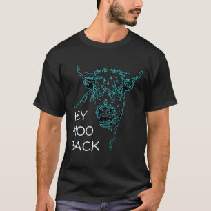 Blauwe Koe Stier Omtrek Hey Moo Terug  Op Rug T-shirt