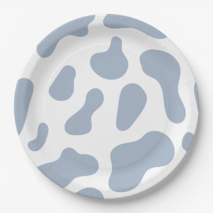 Blauwe Koeienprint Kleine Cowboy Baby Shower Papieren Bordje