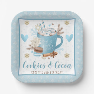 Blauwe Koekjes & Cacaoverschingingsfeestje Papieren Bordje