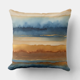 Blauwe koffie en crème abstract kussen