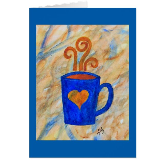 Blauwe koffie mok met hart waterverf (Voorkant)