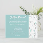 Blauwe koffie winkel/café opening uitnodigingen (Staand voorkant)