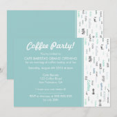 Blauwe koffie winkel/café opening uitnodigingen (Voorkant / Achterkant)