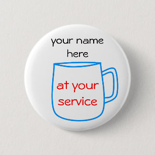 Blauwe koffiebrons ronde button 5,7 cm