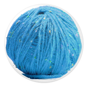 Blauwe kogel van garen - breiend, fijn brei keramische knop