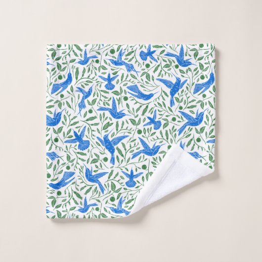 Blauwe kogels en bladeren. bad handdoek (Wasdoekje)