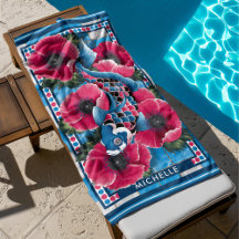 Blauwe Koi Vis & Roze Bloemen Pool Custom
