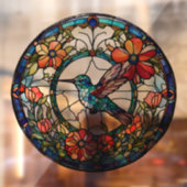 Blauwe kolibrie Faux Glas in lood Bird Raamsticker (Vel 2)