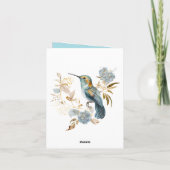 Blauwe kolibrie Hydrangea Bloemen dank u Bedankkaart (Achterkant)