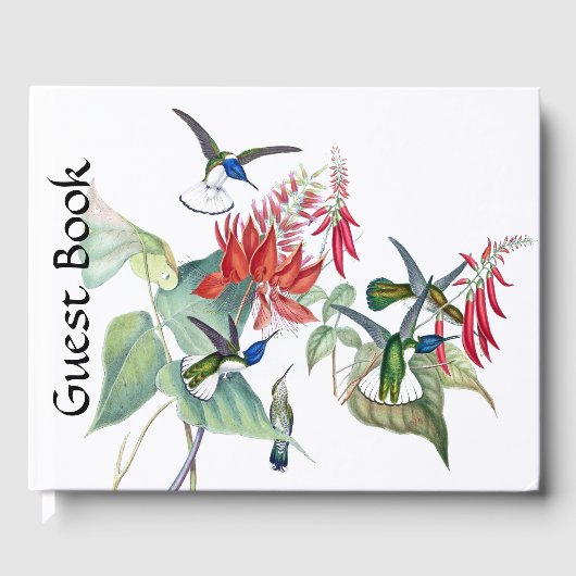 Blauwe kolibrie Vogels Rode Bloemen Gastboek Gastenboek (Voorkant)