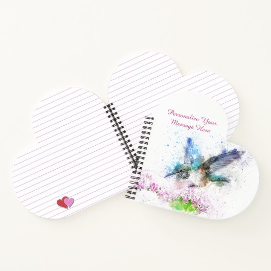 Blauwe kolibrie Waterverf bloemontwerp Notitieboek (Binnen)