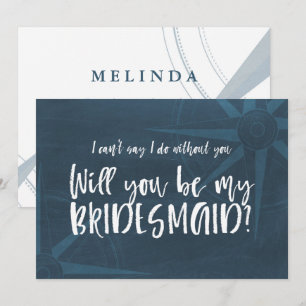 Blauwe kompas Nautical zal je mijn Bridesmaid zijn Kaart