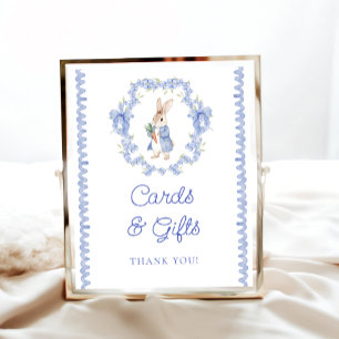 Blauwe Konijn Jongens Baby Shower Kaarten en Cadea Poster