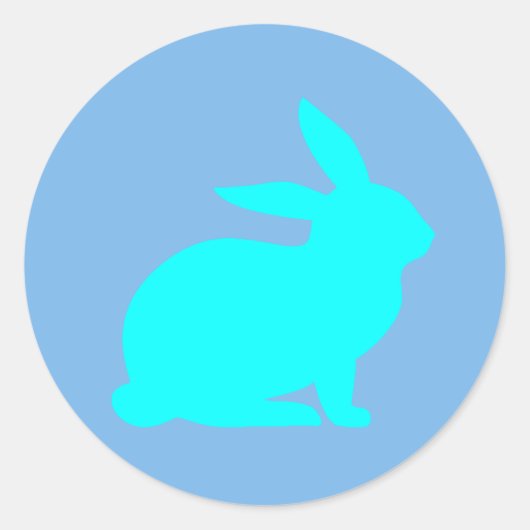Blauwe konijn ronde sticker (Voorkant)