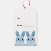 Blauwe konijntjes Cadeaulabel met van/naar tekst (Voorkant)