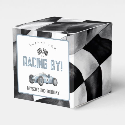 Blauwe koningswagen Birthday Party Bedankdoosjes (Voorkant Zijde)