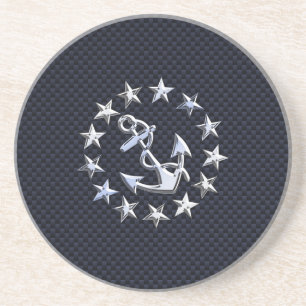 Blauwe koolstof stijl Nautische jacht vlag Afdruk Zandsteen Onderzetter