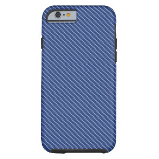 Blauwe koolstofvezelbasis tough iPhone 6 hoesje