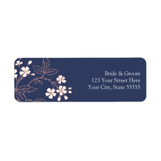 Blauwe koraal bruiloft aangepaste retour adreslabe etiket (Voorkant)