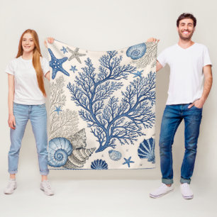 Blauwe Koraal Fleece Deken – Kust Ocean Throw