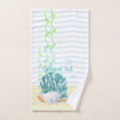 Blauwe koraal, zeeschelpen en blauwe parels bad handdoek (Handdoek)