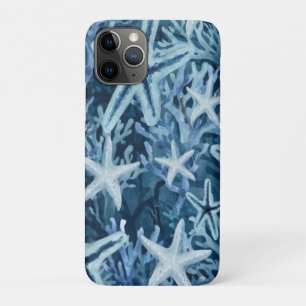 Blauwe Koraal Zeester Strand Patroon iPhone 11 Pro Hoesje