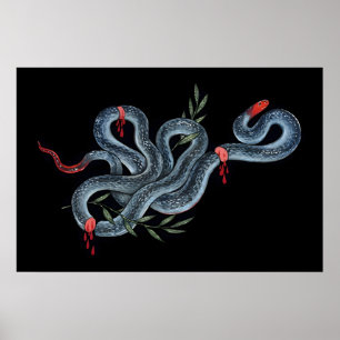 Blauwe Koraalslang 5x7inch tot 8x10 inch - alleen Poster