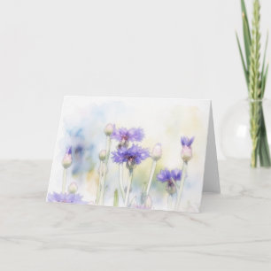 Blauwe Korenbloem Aquarel Kunst Notitiekaart