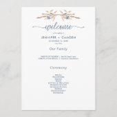 Blauwe korenbloemen & tarwe Modern White Wedding Programma (Voorkant)