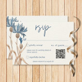 Blauwe korenbloemen & Tarwegebied Moderne QR-Code RSVP Kaartje