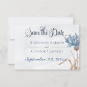 Blauwe korenbloemen & Tarweveld Blauwe bruiloft Save The Date (Voorkant)