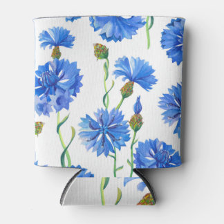 Blauwe korenbloemen: waterverf bloemennaadloos. blikjeskoeler