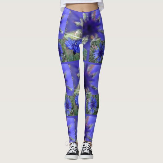 Blauwe kornbloem leggings (Voorkant)