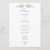 Blauwe kornbloemen en hitte bruiloft menu (Voorkant)