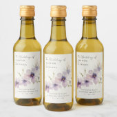 Blauwe kosmos bloemen gepersonaliseerde bruiloft wijn etiket (Flessen)