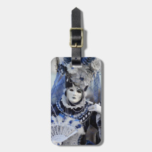 Blauwe kostuum bagagelabel