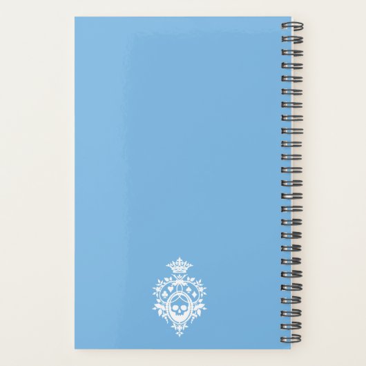 Blauwe kraan met schedel en kartonnen broekriem planner (Achterkant)