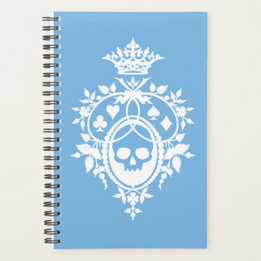 Blauwe kraan met schedel en kartonnen broekriem planner (Voorkant)