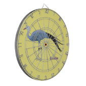 Blauwe kraanvogel cartoon dartbord (Voorkant Links)