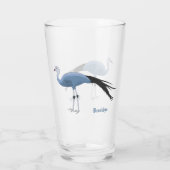 Blauwe kraanvogel cartoon glas (Achterkant)